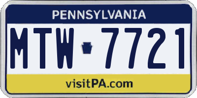 PA license plate MTW7721