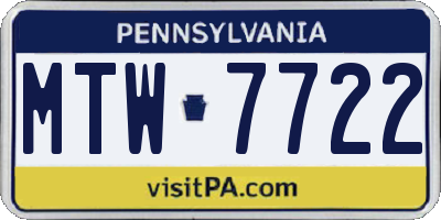 PA license plate MTW7722