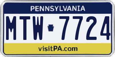 PA license plate MTW7724