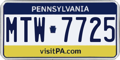 PA license plate MTW7725