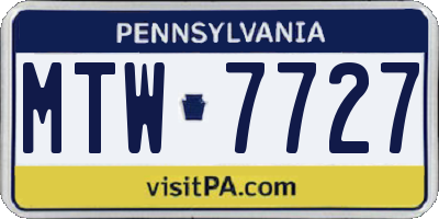 PA license plate MTW7727