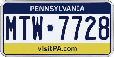 PA license plate MTW7728