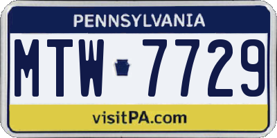 PA license plate MTW7729
