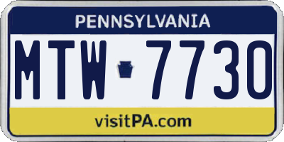 PA license plate MTW7730