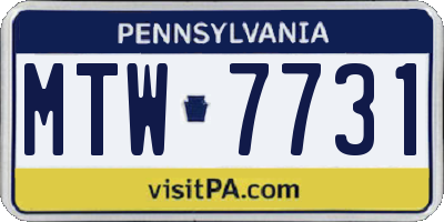 PA license plate MTW7731