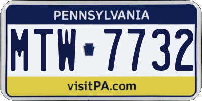 PA license plate MTW7732