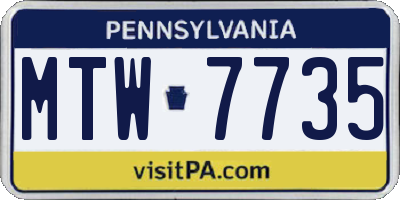PA license plate MTW7735