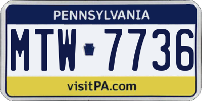 PA license plate MTW7736