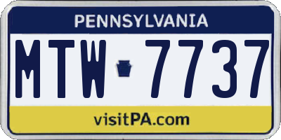 PA license plate MTW7737