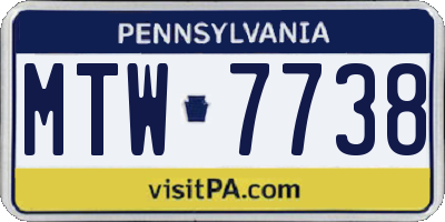 PA license plate MTW7738