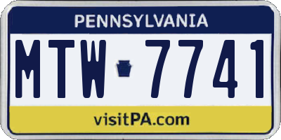 PA license plate MTW7741