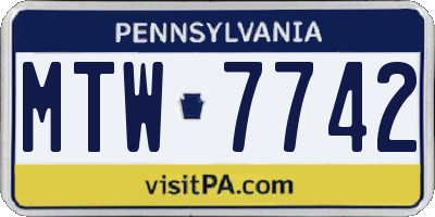 PA license plate MTW7742