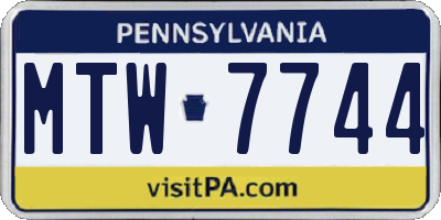 PA license plate MTW7744
