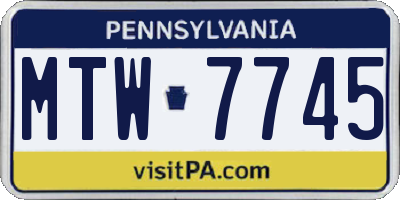 PA license plate MTW7745
