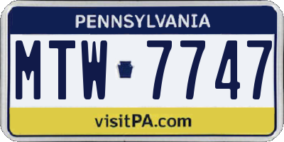 PA license plate MTW7747