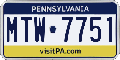 PA license plate MTW7751