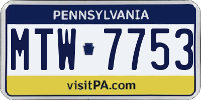 PA license plate MTW7753