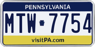 PA license plate MTW7754