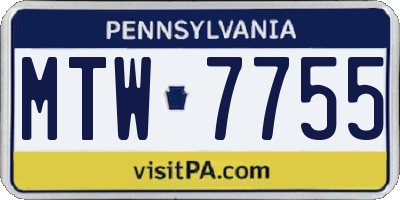 PA license plate MTW7755