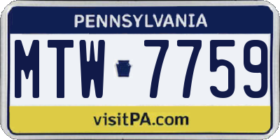 PA license plate MTW7759
