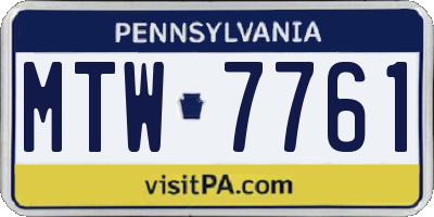 PA license plate MTW7761