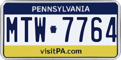 PA license plate MTW7764