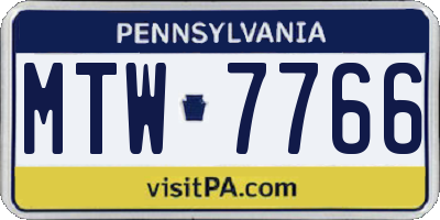 PA license plate MTW7766