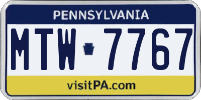 PA license plate MTW7767