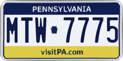 PA license plate MTW7775