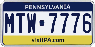 PA license plate MTW7776