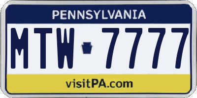 PA license plate MTW7777