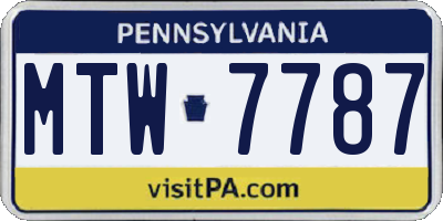 PA license plate MTW7787