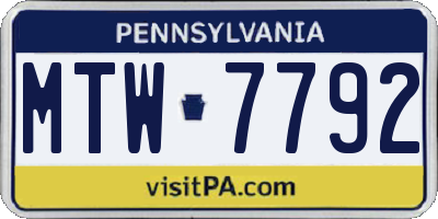 PA license plate MTW7792