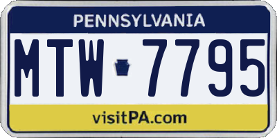 PA license plate MTW7795