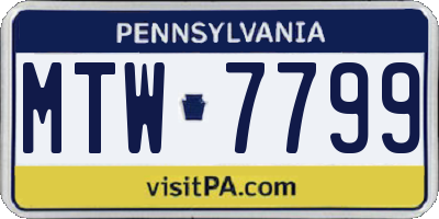 PA license plate MTW7799