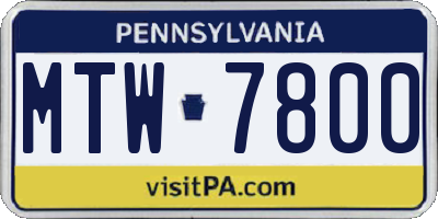 PA license plate MTW7800