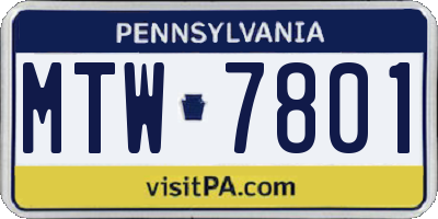 PA license plate MTW7801