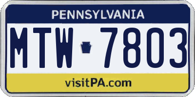 PA license plate MTW7803
