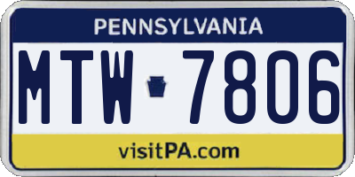 PA license plate MTW7806