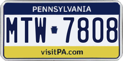 PA license plate MTW7808