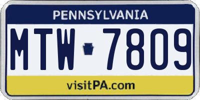 PA license plate MTW7809