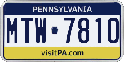 PA license plate MTW7810
