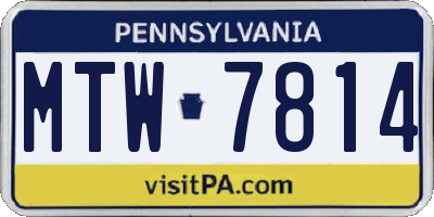 PA license plate MTW7814