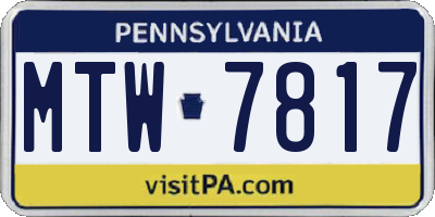 PA license plate MTW7817