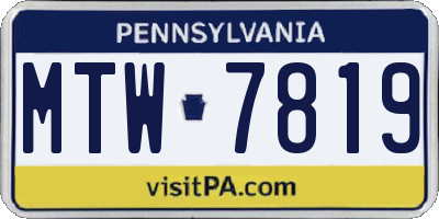 PA license plate MTW7819