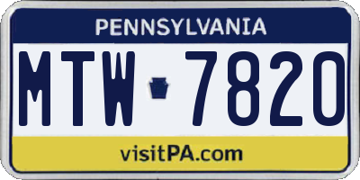 PA license plate MTW7820