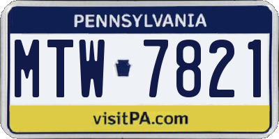 PA license plate MTW7821
