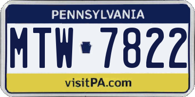 PA license plate MTW7822