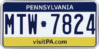PA license plate MTW7824