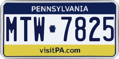 PA license plate MTW7825